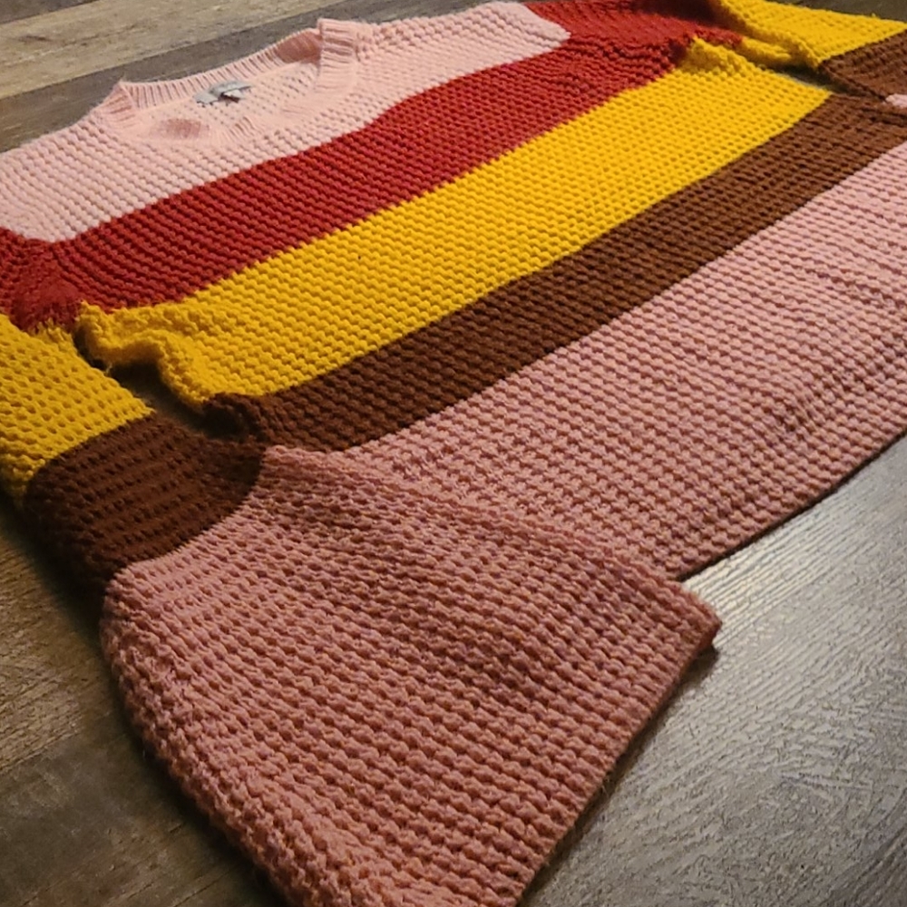 ~Umgee~ Color Block Waffle Knit Light Sweater M
